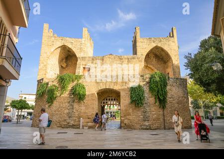 Porta del Moll, Stadttor, Altstadt, Alcudia, Majorque, Espagnol Banque D'Images