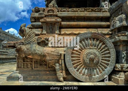 08 21 2009 entrée du roi Chola Raja Raja II.temple de 12th siècle temple d'Airavateswra à Darasuram, aujourd'hui site du patrimoine mondial de l'UNESCO-Tamilnadu-INDE Banque D'Images