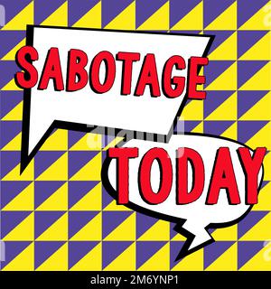 Panneau indiquant le sabotage. Mot pour la destruction des outils et des matériaux d'un employeur par les travailleurs Banque D'Images