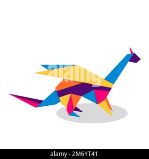 Origami dragon. Logo dragon abstrait coloré. Origami animal. Illustration vectorielle Illustration de Vecteur