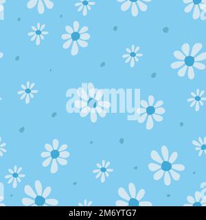 Motif fleuri simple sans couture avec marguerites et pois. Imprimé féminin sans fin. Illustration vectorielle Illustration de Vecteur