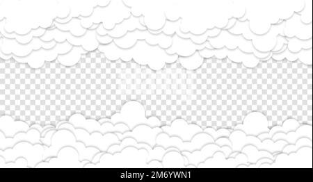 Nuages sur la bannière bleue du ciel. Nuage blanc sur ciel bleu avec style de coupe de papier. Nuages sur fond transparent. Nuages de papier vectoriel.nuage blanc sur ciel bleu p Illustration de Vecteur