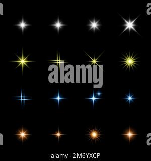 Étoile étincelante, effet de lumière d'étoile vectorisé. Paillettes étoiles magiques étincelles. Collection stars et Sparkles. Illustration vectorielle Illustration de Vecteur