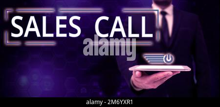 Signature manuscrite – appel de vente. Mot écrit sur un appel téléphonique effectué par un représentant commercial d'une entreprise Banque D'Images