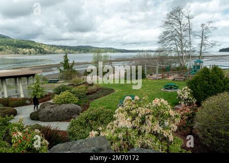 La baie de Sequim et une ville de James à la campagne près de la plage, WA, Etats-Unis Banque D'Images