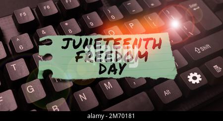 Légende conceptuelle dix-septième Journée de la liberté. Les affaires mettent en vedette des vacances légales aux États-Unis pour commémorer la fin de l'esclavage Banque D'Images
