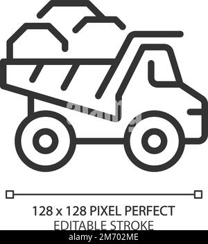 Icône linéaire pixel Perfect de tombereau de vidage Illustration de Vecteur