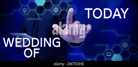 Affiche indiquant mariage de. Aperçu des affaires annonçant que l'homme et la femme maintenant comme couple marié pour toujours Banque D'Images