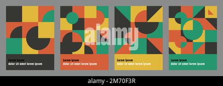Formes géométriques colorées en arrière-plan pour les cartes-cadeaux, la couverture, le style rétro et l'ensemble de design d'affiche. Illustration de Vecteur