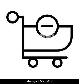 Supprimer de la ligne d'icône du panier isolée sur fond blanc. Icône fine et plate noire sur un style moderne. Symbole linéaire et contour modifiable. Simple et p Illustration de Vecteur