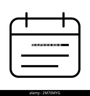 Ligne d'icône de calendrier isolée sur fond blanc. Icône fine et plate noire sur un style moderne. Symbole linéaire et contour modifiable. Simple et pixel par Illustration de Vecteur