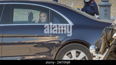 Madrid, Espagne. 6th janvier 2023. Le roi Felipe VI et la reine Letizia d'Espagne sont chassés du Palais Royal de Madrid, la résidence officielle de la famille royale espagnole dans la ville de Madrid, Espagne.Jan 6th 2023 crédit: Repans/Alay Live News Banque D'Images