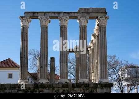Le temple romain d'Evora dédié à Diana Banque D'Images