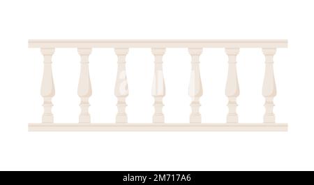 Balustrade en pierre avec balusters pour clôtures. Clôture du palais. Main courante de balcon avec montants. Garde-corps décoratif. Élément d'architecture de château. Vecteur plat Illustration de Vecteur