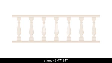 Balustrade en pierre avec balusters pour clôtures. Clôture du palais. Main courante de balcon avec montants. Garde-corps décoratif. Élément d'architecture de château. Vecteur plat Illustration de Vecteur