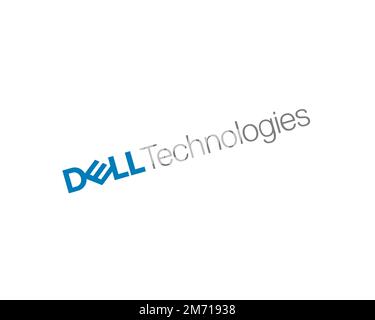 Dell technologies, logo pivoté, arrière-plan blanc Banque D'Images