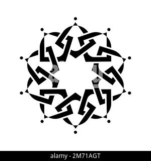 Modèle d'emblème géométrique avec éléments superposés. Motif islamique. Nœud celtique. Motif géométrique mandala de style arabe, logo noir isolé Illustration de Vecteur