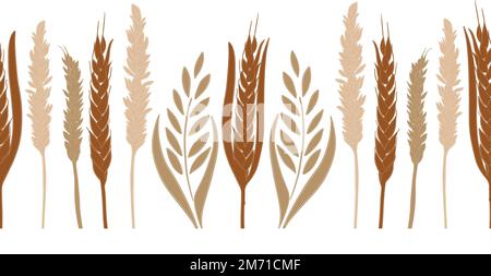 Motif blé horizontal dans une bordure de rangée sans couture Illustration de Vecteur