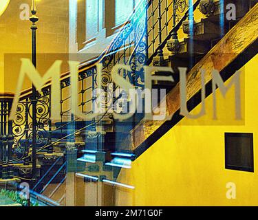 Entrée dans la porte vitrée du musée hunterian Banque D'Images