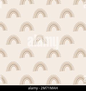 motif sans couture d'arc-en-ciel brun dessiné à la main sur fond beige Banque D'Images