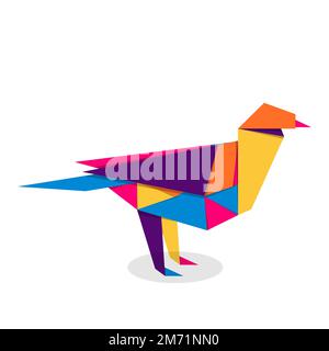 Origami oiseau.Logo abstrait coloré représentant un oiseau éclatant.Origami animal.Illustration vectorielle Illustration de Vecteur
