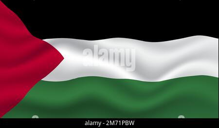 Drapeau de palestine agité. Illustration vectorielle réaliste du drapeau palestinien. Illustration vectorielle Illustration de Vecteur