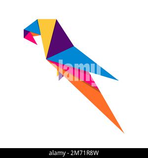 Origami oiseau.Logo abstrait coloré représentant un oiseau éclatant.Origami animal.Illustration vectorielle Illustration de Vecteur