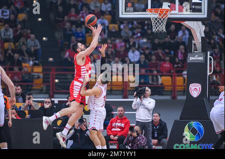 Athènes, Lombardie, Grèce. 6th janvier 2023. 16 KOSTAS PAPANIKOLAOU de l'Olympiacos Pirée au cours de l'Euroligue, Round 17, match entre Olympiacos Pirée et EA7 Emporio Armani Milan au Stade de la paix et de l'amitié de 6 janvier 2023 à Athènes, Grèce. (Credit image: © Stefanos Kyriazis/ZUMA Press Wire) Credit: ZUMA Press, Inc./Alamy Live News Banque D'Images