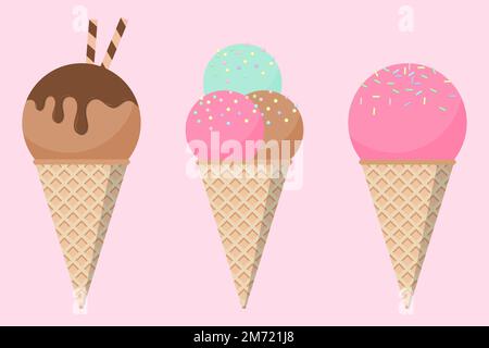 Glace douce. Collection glace vecteur. Ensemble de crèmes glacées Funny Vector. Illustration vectorielle Illustration de Vecteur