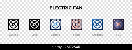 Icône de ventilateur électrique dans un style différent. Icônes de vecteur de ventilateur électrique conçues en contour, solide, coloré, rempli, dégradé, et un style plat. Symbole, logo il Illustration de Vecteur