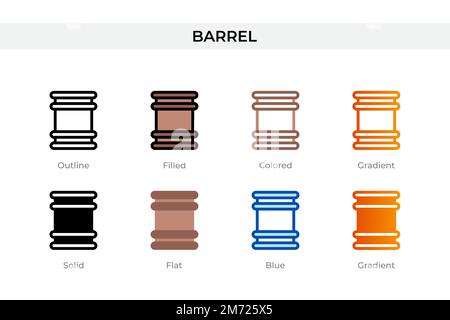 icône de barillet dans un style différent. icônes de vecteur cylindrique conçues en contour, solide, coloré, rempli, dégradé, et un style plat. Symbole, illustration du logo. Illustration de Vecteur