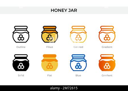 icône de pot de miel dans un style différent. icônes vectorielles de pot de miel conçues en contour, solide, coloré, rempli, dégradé, et un style plat. Symbole, logo illustrae Illustration de Vecteur