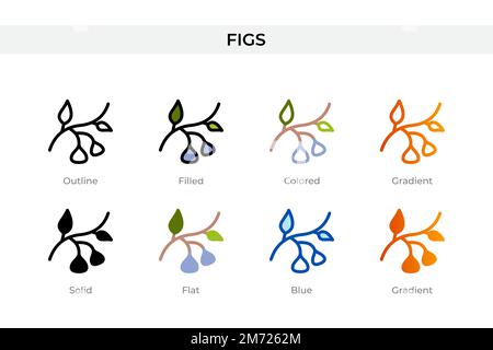 figs dans un style différent. figs icônes vectorielles conçues en contour, solide, coloré, rempli, dégradé, et un style plat. Symbole, illustration du logo. Vect Illustration de Vecteur