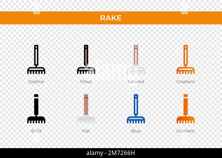 icône de râteau dans un style différent. icônes de vecteur de râteau conçues en contour, uni, coloré, rempli, dégradé, et un style plat. Symbole, illustration du logo. Vect Illustration de Vecteur