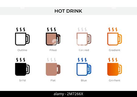 icône de boisson chaude dans un style différent. icônes vectorielles pour boissons chaudes conçues dans les contours, solides, colorées, remplies, dégradées, et un style plat. Symbole, logo illustrae Illustration de Vecteur
