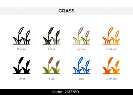 icône herbe dans un style différent. icônes de vecteur d'herbe conçues en contour, solide, coloré, rempli, dégradé, et un style plat. Symbole, illustration du logo. VE Illustration de Vecteur