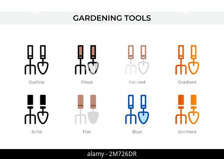 icône des outils de jardinage dans un style différent. outils de jardinage icônes vectorielles conçues en contour, solide, coloré, rempli, dégradé, et un style plat. Symbole, l Illustration de Vecteur