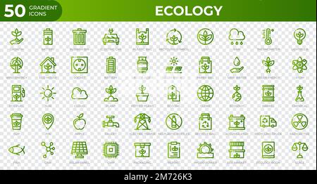 Ensemble de 50 icônes Web Ecology en style dégradé. Recyclage, biologie, énergies renouvelables. Collection d'icônes de dégradé. Illustration vectorielle Illustration de Vecteur
