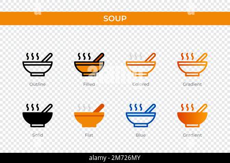 icône de soupe dans un style différent. icônes vectorielles de soupe conçues en contour, uni, coloré, rempli, dégradé, et un style plat. Symbole, illustration du logo. Vect Illustration de Vecteur