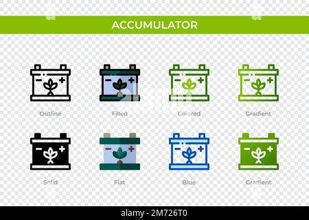 Icône de l'accumulateur dans un style différent. Icônes de vecteur d'accumulateur conçues en contour, solide, coloré, rempli, dégradé, et un style plat. Symbole, logo illu Illustration de Vecteur