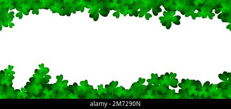 Trèfle feuille de shamrock bordure sans couture. Modèle d'éléments décoratifs vectoriels. Cadre sans couture de la journée de Patrick avec trèfle vert. Vecteur vert herbe clav Illustration de Vecteur