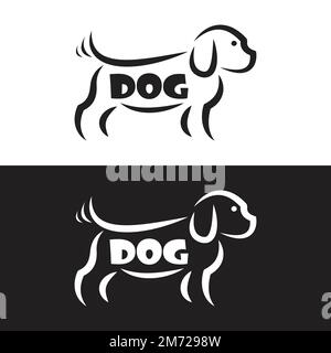 Image vectorielle du motif chien sur fond noir et blanc, logo, symbole. Illustration vectorielle superposée facile à modifier. Illustration de Vecteur