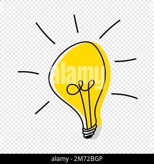 Plaque de l'ampoule. Icône d'idée dessinée à la main. Concept de solution. Logo d'ampoule rugueuse dessiné à la main. Douille de l'ampoule. Symbole de lampe électrique de l'idée A. Illustration de Vecteur