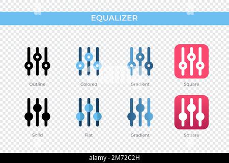 icône d'égaliseur dans un style différent. icônes vectorielles de l'égaliseur conçues en style contour, uni, coloré, dégradé et plat. Symbole, illustration du logo. VE Illustration de Vecteur