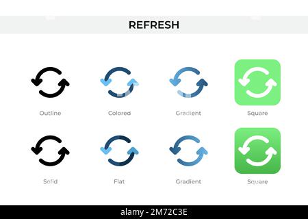 Actualiser l'icône dans un style différent. Actualiser les icônes vectorielles conçues en style contour, Uni, coloré, dégradé et plat. Symbole, illustration du logo. Vecteur Illustration de Vecteur