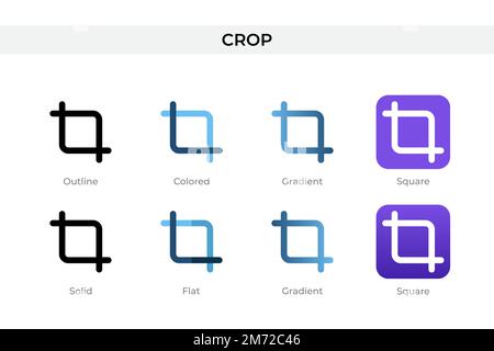 rogner l'icône dans un style différent. les icônes vectorielles de recadrage sont conçues en style contour, uni, coloré, dégradé et plat. Symbole, illustration du logo. Vecteur illus Illustration de Vecteur