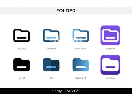 icône de dossier dans un style différent. icônes de vecteur de dossier conçues en style contour, uni, coloré, dégradé et plat. Symbole, illustration du logo. Vecteur i Illustration de Vecteur