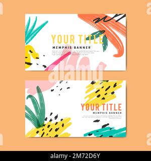 Memphis Summer banner collection vector Illustration de Vecteur