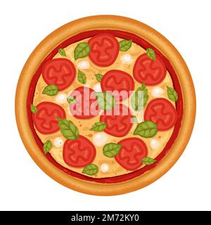 délicieuse pizza margherita dans l'illustration et le vecteur Illustration de Vecteur