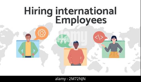 Modèle de bannière de scénario de recrutement d'employés internationaux Illustration de Vecteur